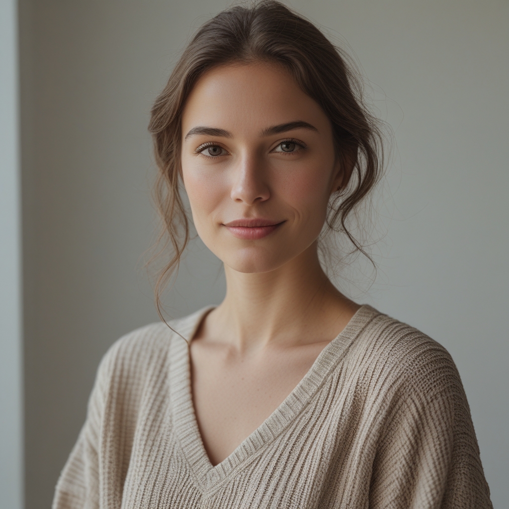 Close-up of a person's feet and legs in a balanced standing position on a wooden floor, with soft natural light illuminating the scene from a large window